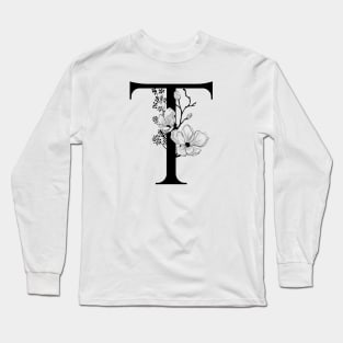 Letter T Monogram - Floral Initial Long Sleeve T-Shirt